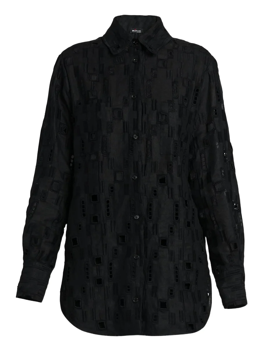 Women's Oversized Eyelet Linen Shirt Women's Oversized Eyelet Linen Shirt