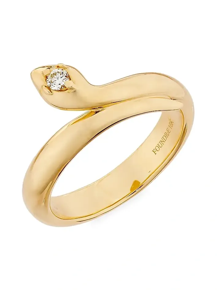 Women's Wholeness Snake 18K Yellow Gold & 0.06 TCW Diamond Polished Bookend Band