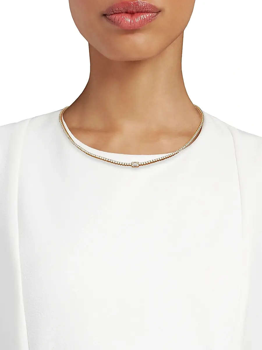 Stephanie Gottlieb Women's Marley 14K Yellow Gold & 6.70 TCW Diamond Tennis Necklace/16" - Yellow Gold | Thumbnail 2 Stephanie Gottlieb Women's Marley 14K Yellow Gold & 6.70 TCW Diamond Tennis Necklace/16" - Yellow Gold | Thumbnail 2