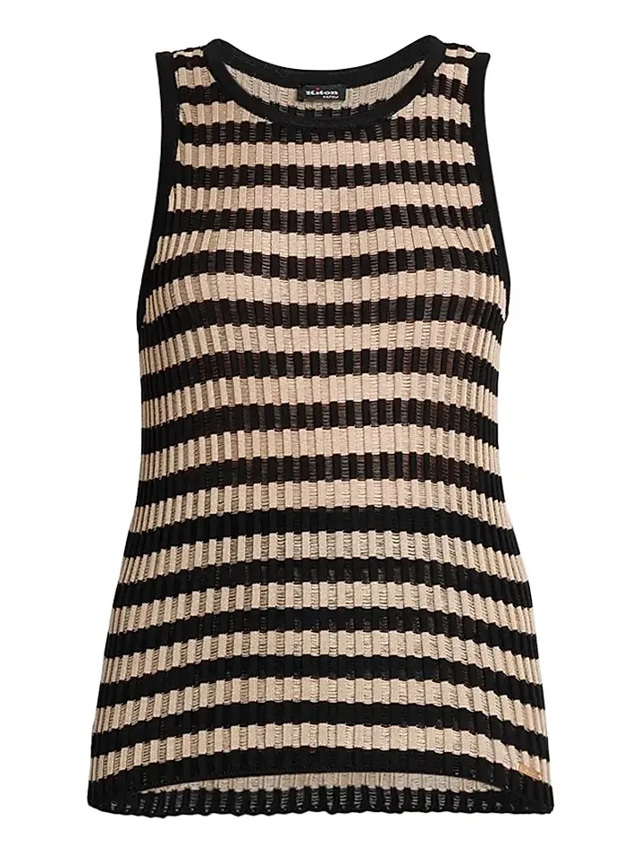 Women's Sleeveless Striped Silk Sweater Women's Sleeveless Striped Silk Sweater