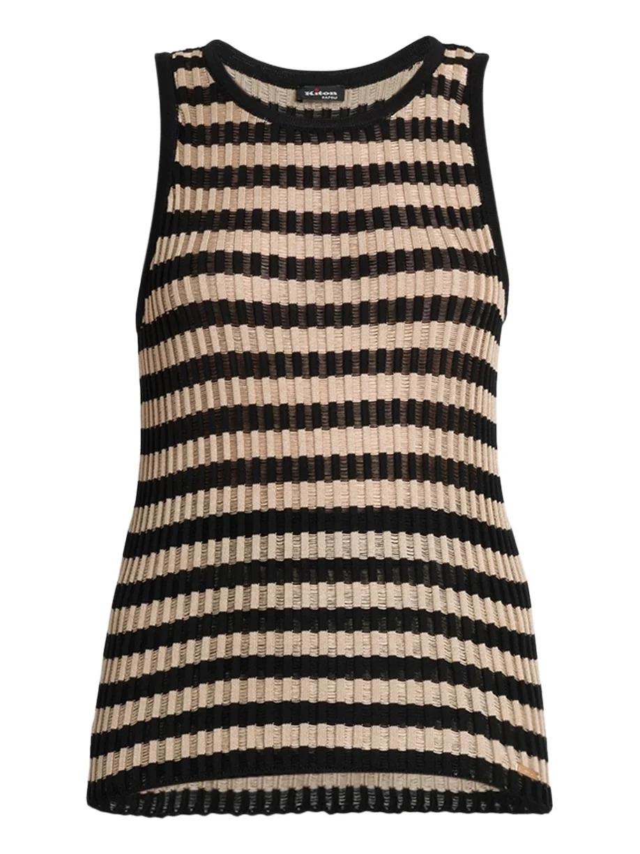 Women's Sleeveless Striped Silk Sweater