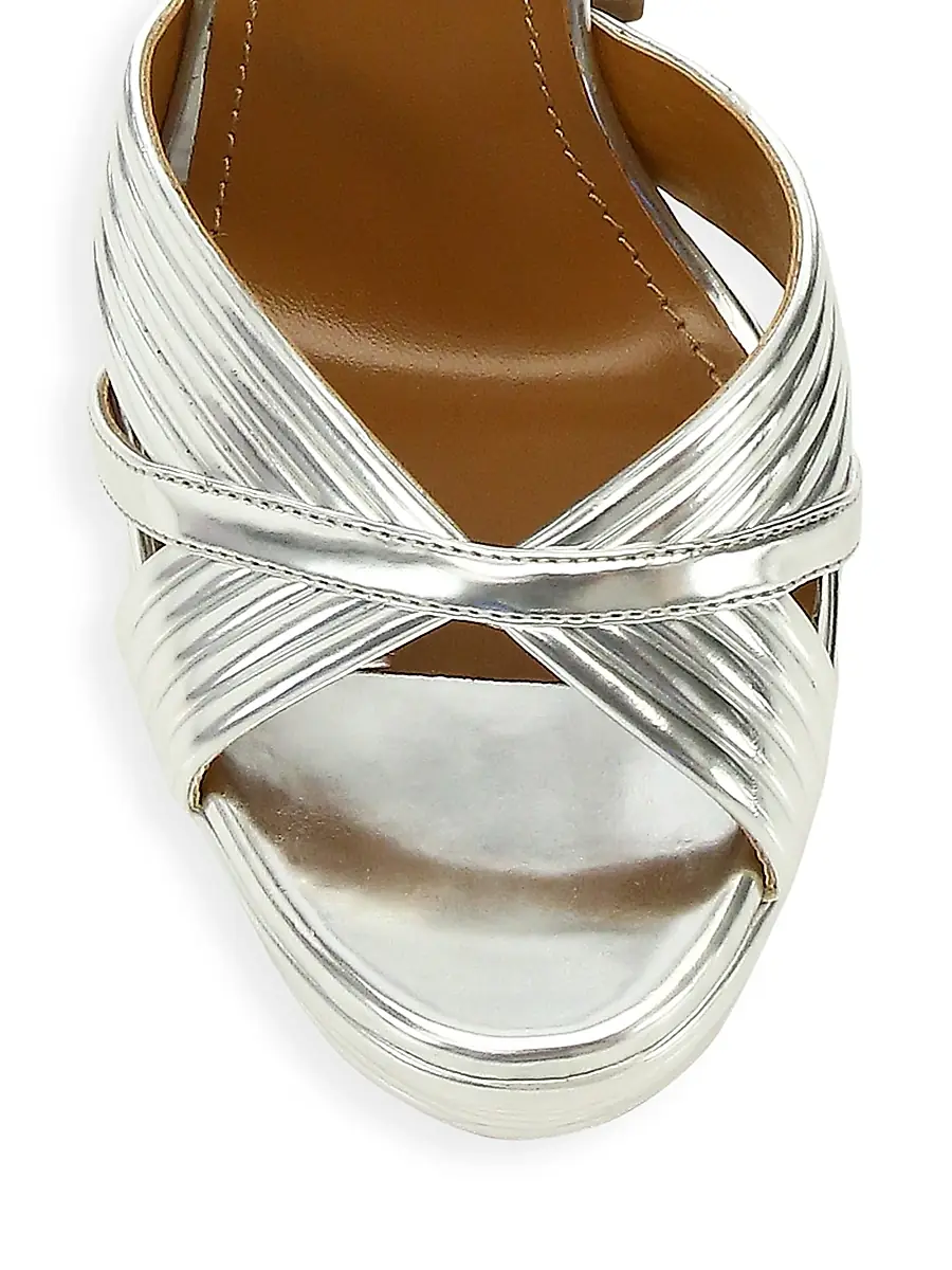 Aquazzura Women's Sundance Metallic Platform Sandals - Silver | Thumbnail 4 Aquazzura Women's Sundance Metallic Platform Sandals - Silver | Thumbnail 4