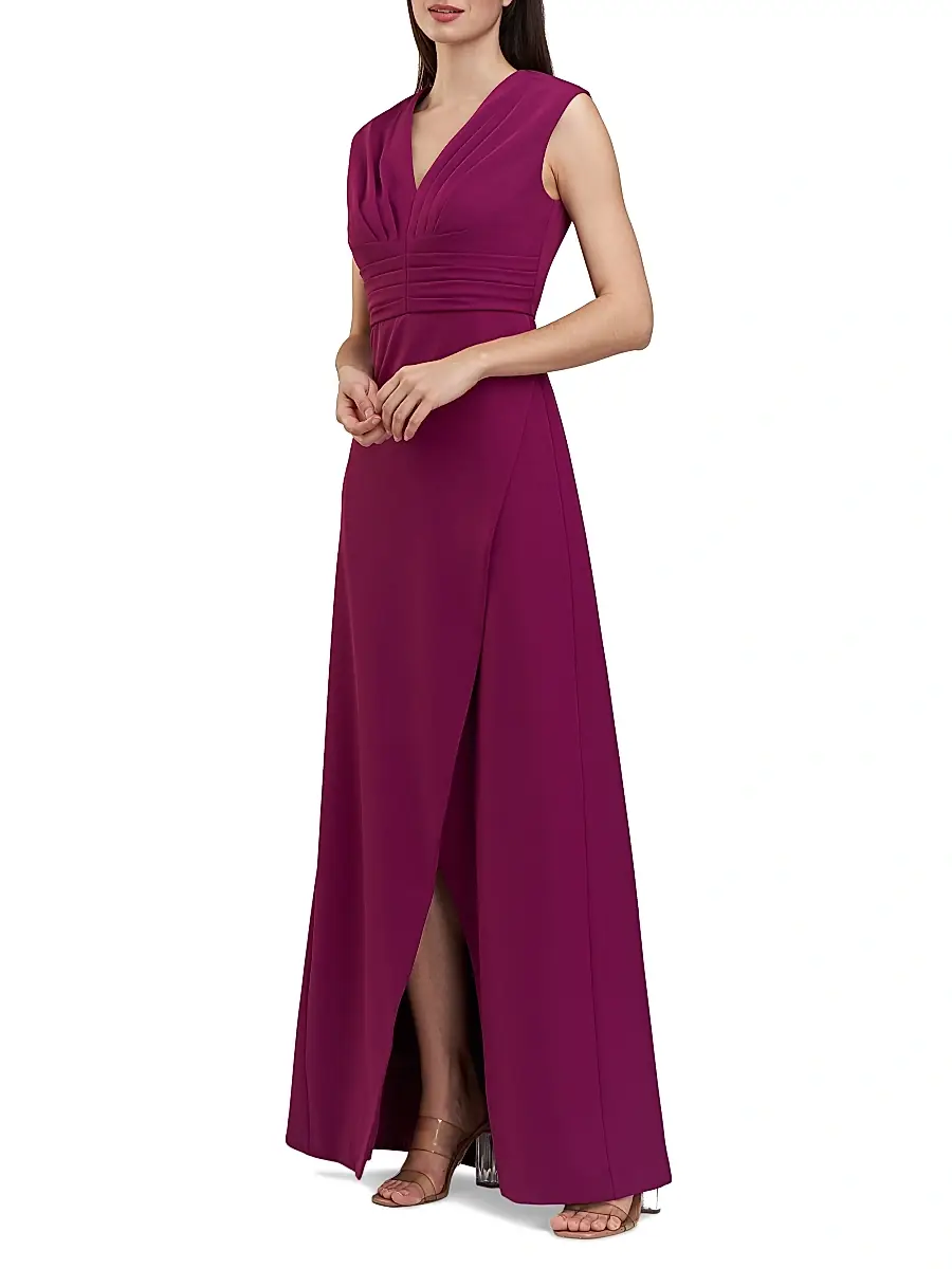Kay Unger Women's Melora Crepe V-Neck Gown - Boy'senberry | Thumbnail 3 Kay Unger Women's Melora Crepe V-Neck Gown - Boy'senberry | Thumbnail 3