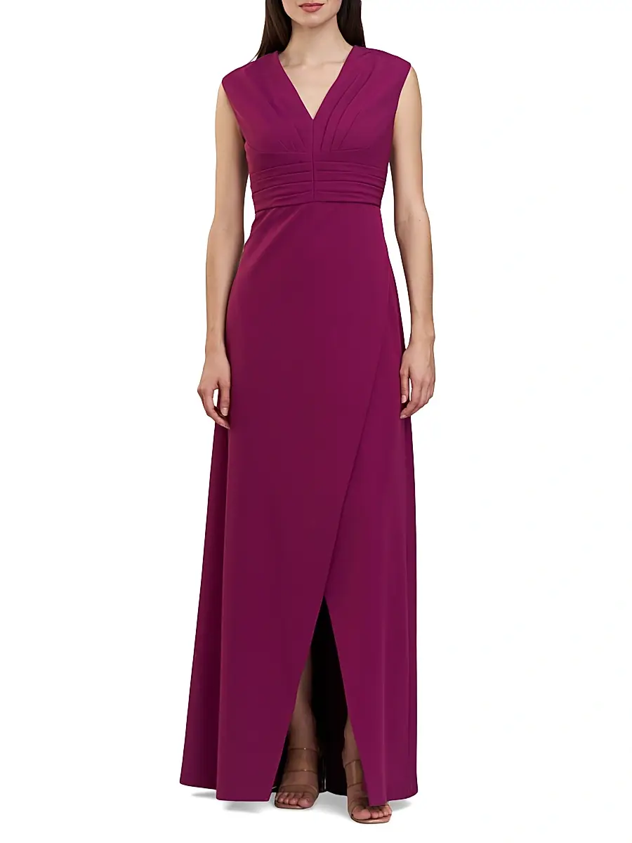 Kay Unger Women's Melora Crepe V-Neck Gown - Boysenberry | Image 1 Kay Unger Women's Melora Crepe V-Neck Gown - Boysenberry | Image 1