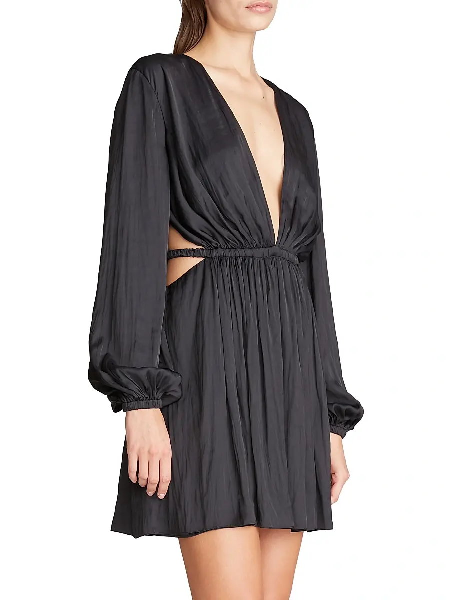Halston Women's Leila Satin V-Neck Cutout Minidress | Thumbnail 4