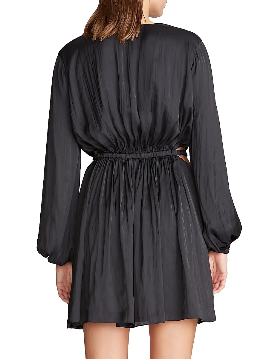 Halston Women's Leila Satin V-Neck Cutout Minidress | Thumbnail 5