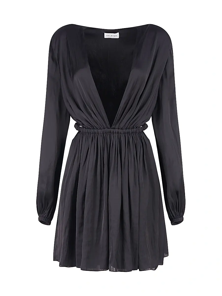 Halston Women's Leila Satin V-Neck Cutout Minidress