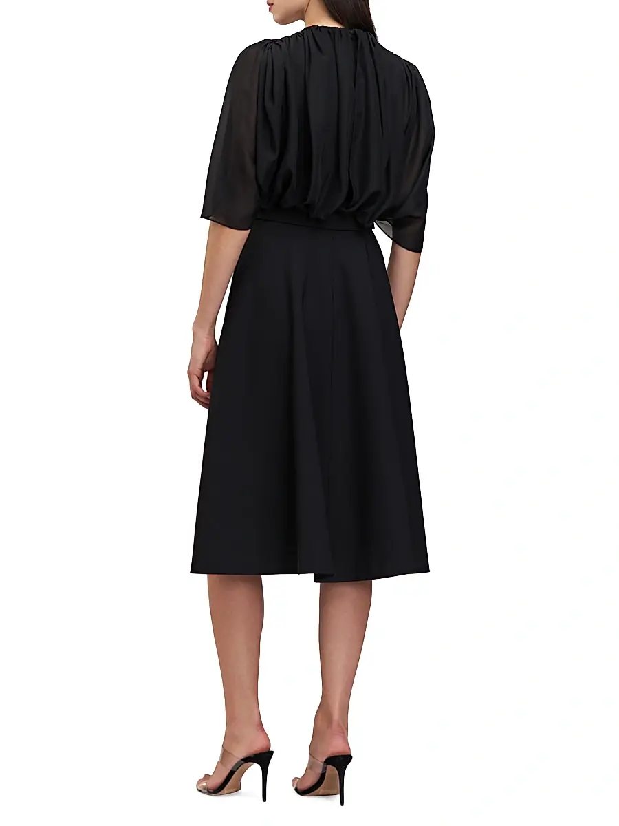 Kay Unger Women's Deanna Crepe-Chiffon V-Neck Midi-Dress | Thumbnail 4 Kay Unger Women's Deanna Crepe-Chiffon V-Neck Midi-Dress | Thumbnail 4