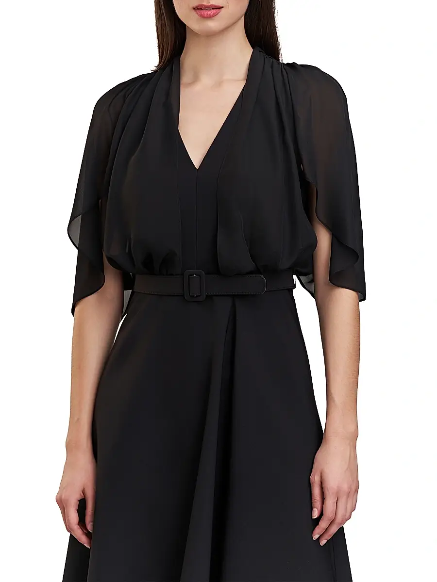 Kay Unger Women's Deanna Crepe-Chiffon V-Neck Midi-Dress | Thumbnail 5 Kay Unger Women's Deanna Crepe-Chiffon V-Neck Midi-Dress | Thumbnail 5