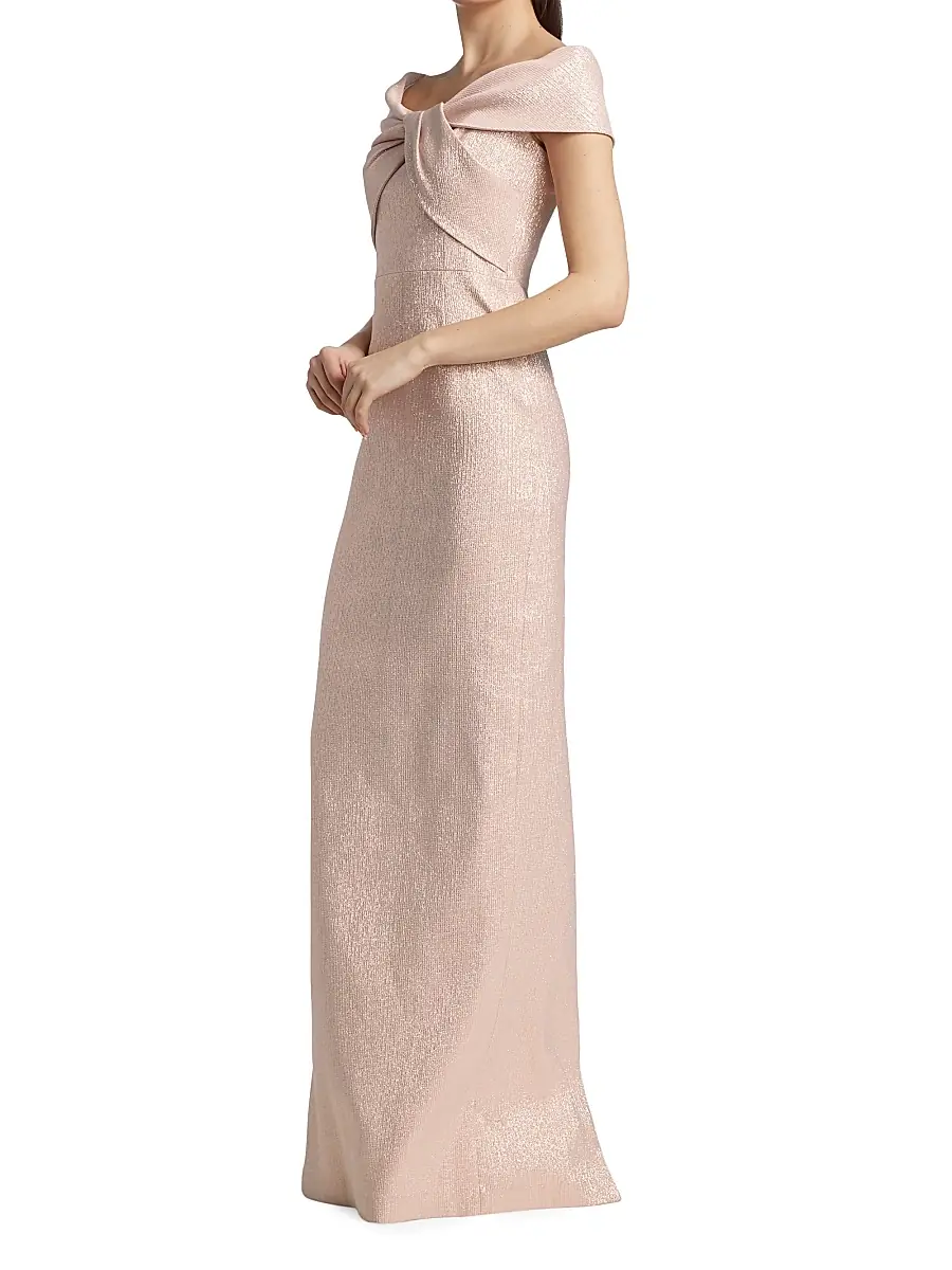 Teri Jon by Rickie Freeman Women's Metallic Off-The-Shoulder Gown | Thumbnail 4