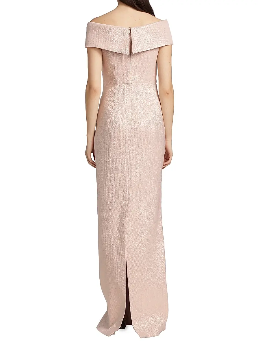Teri Jon by Rickie Freeman Women's Metallic Off-The-Shoulder Gown | Thumbnail 5