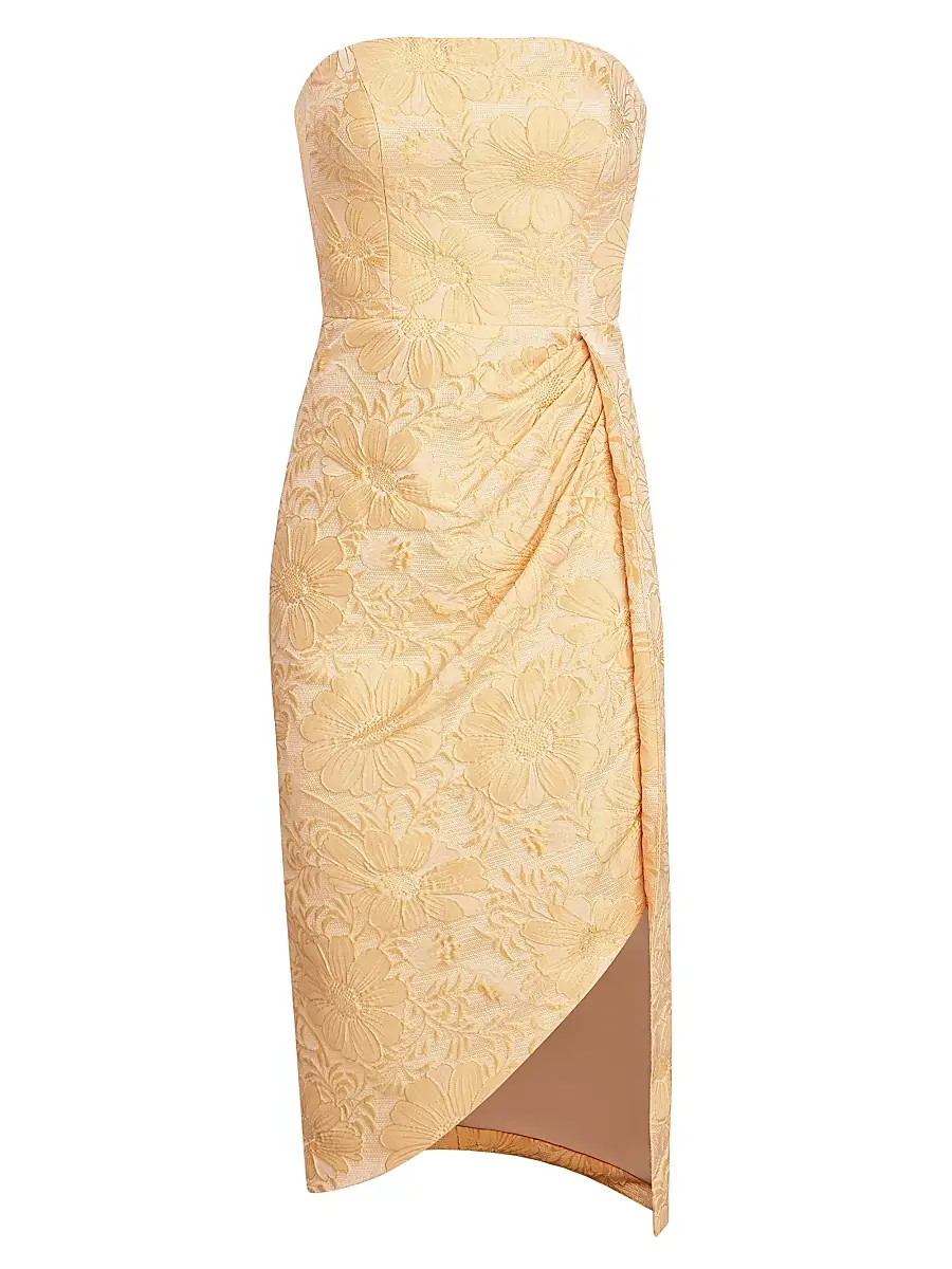 Kay Unger Women's Lucy Jacquard Midi-Dress - Saffron | Image 1 Kay Unger Women's Lucy Jacquard Midi-Dress - Saffron | Image 1