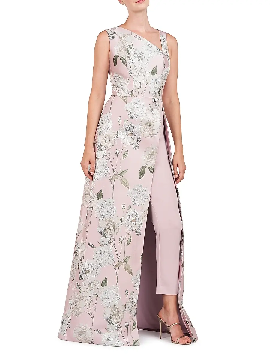 Kay Unger Women's Bennet Floral Jacquard Walk-Thru Jumpsuit | Thumbnail 3 Kay Unger Women's Bennet Floral Jacquard Walk-Thru Jumpsuit | Thumbnail 3