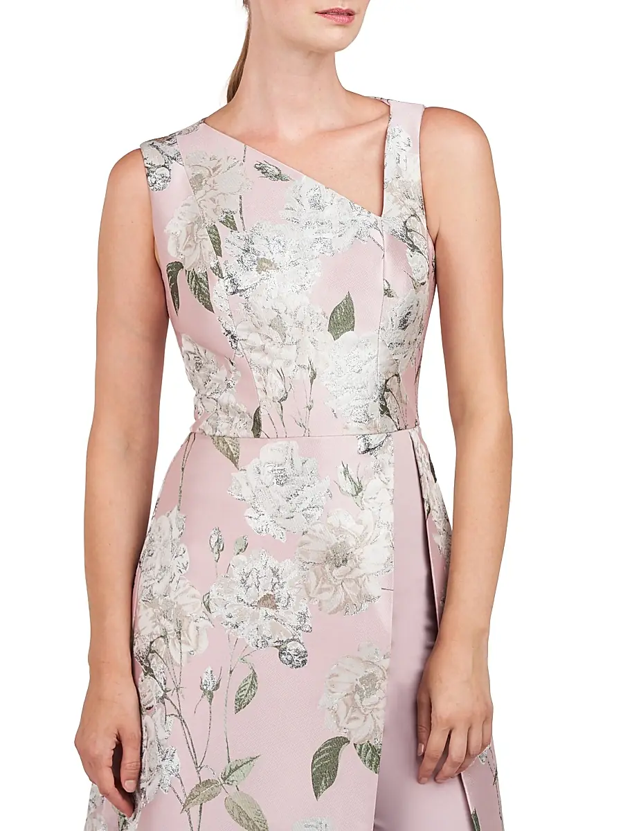 Kay Unger Women's Bennet Floral Jacquard Walk-Thru Jumpsuit | Thumbnail 5 Kay Unger Women's Bennet Floral Jacquard Walk-Thru Jumpsuit | Thumbnail 5