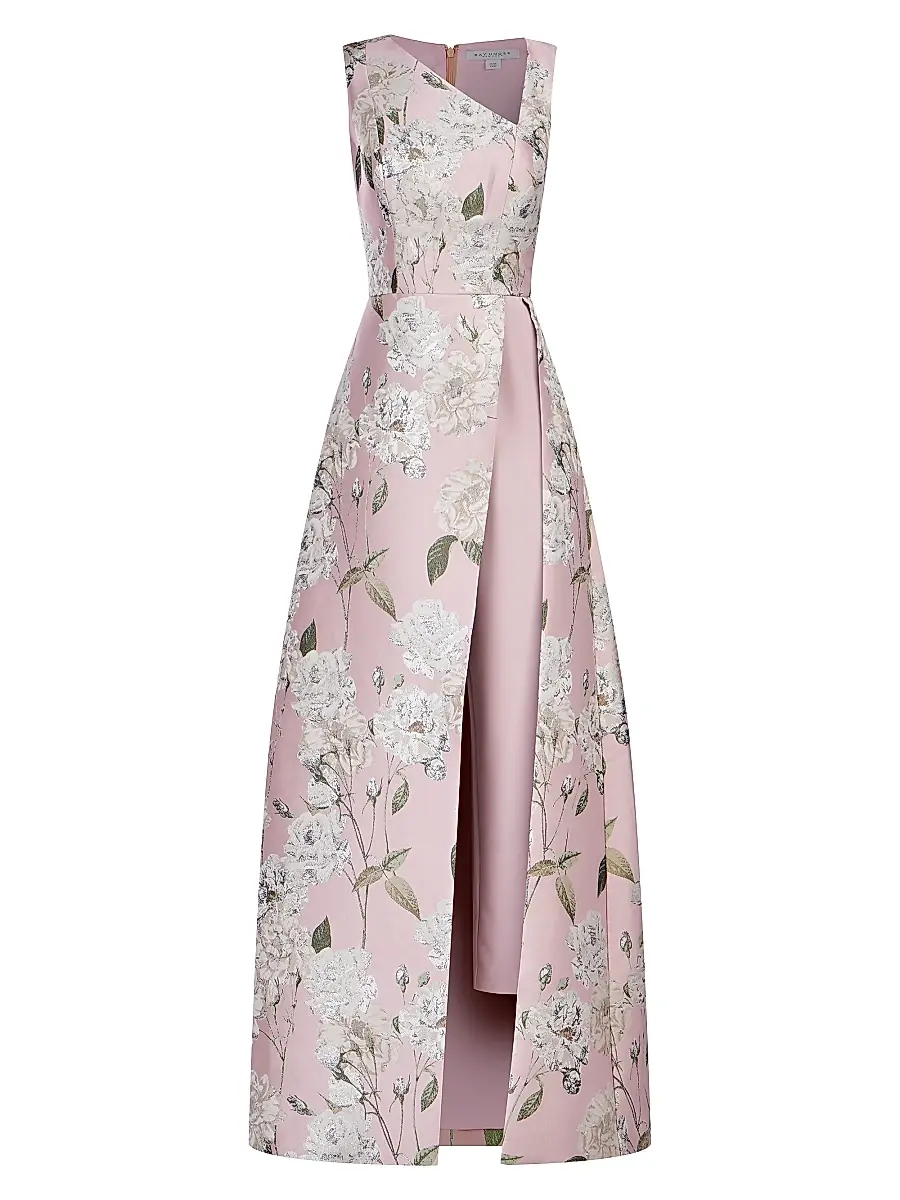 Kay Unger Women's Bennet Floral Jacquard Walk-Thru Jumpsuit | Image 1 Kay Unger Women's Bennet Floral Jacquard Walk-Thru Jumpsuit | Image 1