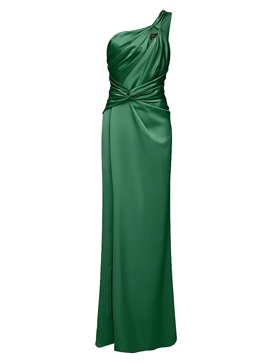 Theia Women's Gloria Twist Column Gown - Pine | Image 1 Theia Women's Gloria Twist Column Gown - Pine | Image 1