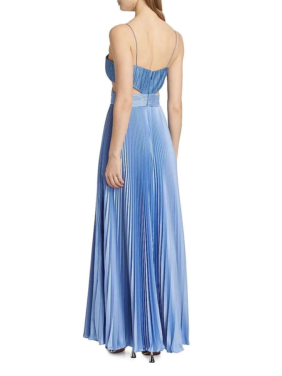 Amur Women's Elodie Satin Colorblock Pleated Gown | Thumbnail 5 Amur Women's Elodie Satin Colorblock Pleated Gown | Thumbnail 5