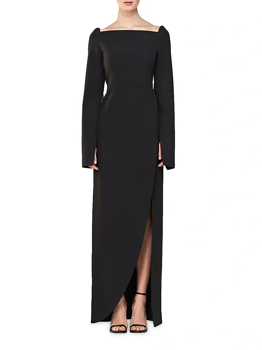 Kay Unger Women's Katerina Crepe Split-Sleeve Gown | Thumbnail 2 Kay Unger Women's Katerina Crepe Split-Sleeve Gown | Thumbnail 2