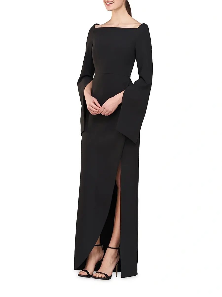 Kay Unger Women's Katerina Crepe Split-Sleeve Gown | Thumbnail 3 Kay Unger Women's Katerina Crepe Split-Sleeve Gown | Thumbnail 3