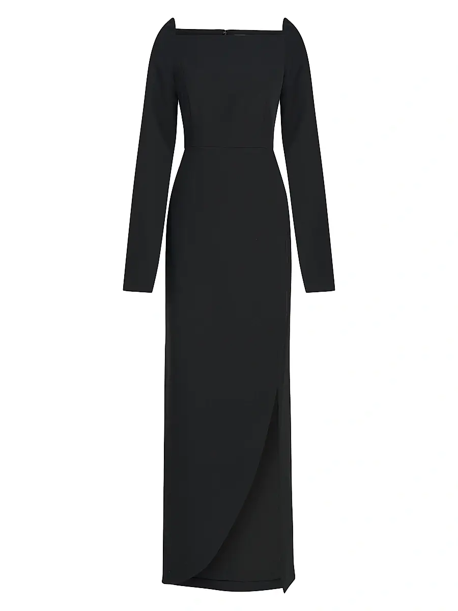 Kay Unger Women's Katerina Crepe Split-Sleeve Gown