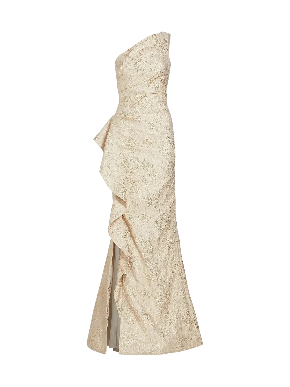 Women's Metallic Jacquard One-Shoulder Gown