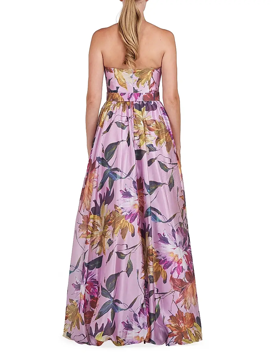 Kay Unger Women's Evangeline Floral Organza Strapless Gown | Thumbnail 4 Kay Unger Women's Evangeline Floral Organza Strapless Gown | Thumbnail 4