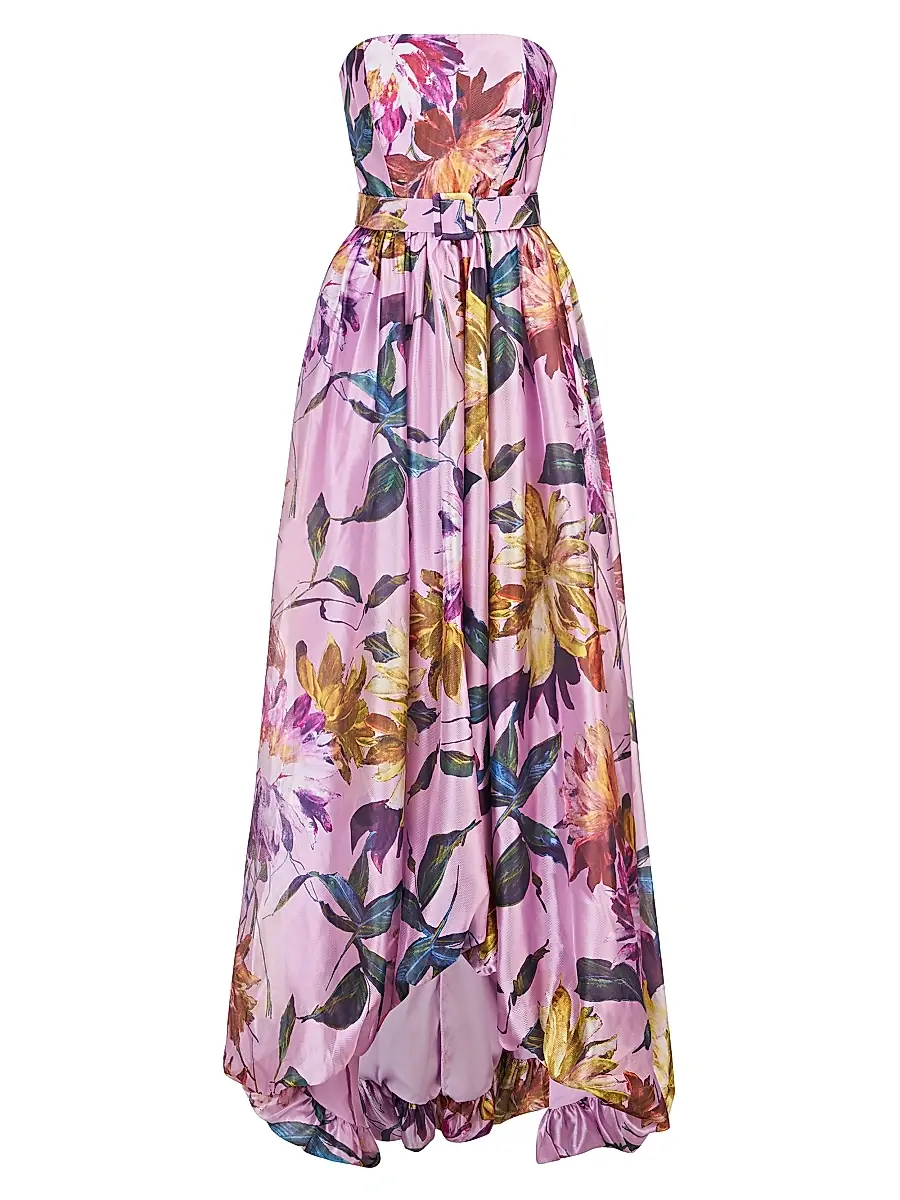 Kay Unger Women's Evangeline Floral Organza Strapless Gown - Pink Mauve | Image 1 Kay Unger Women's Evangeline Floral Organza Strapless Gown - Pink Mauve | Image 1