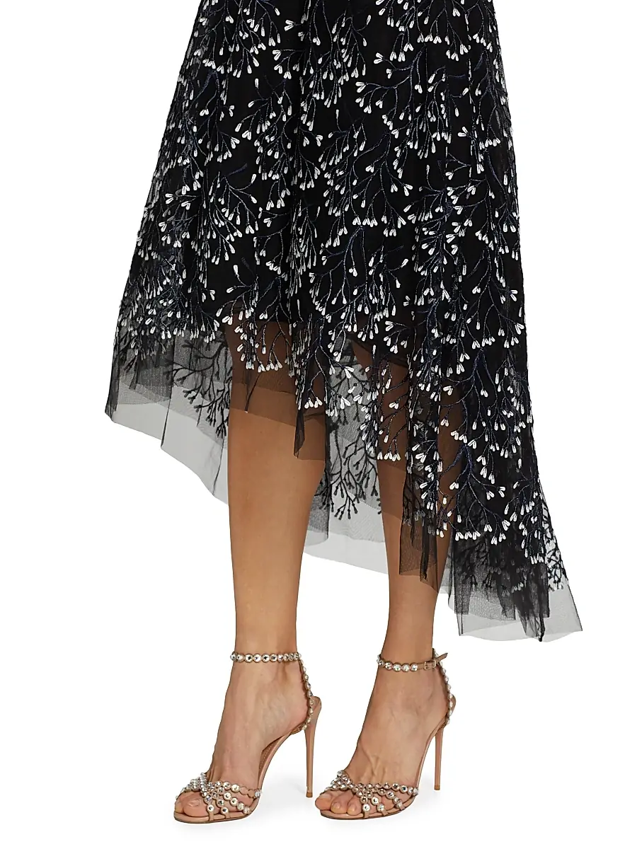Teri Jon by Rickie Freeman Women's Floral Bead-Embellished Midi-Dress | Thumbnail 6 Teri Jon by Rickie Freeman Women's Floral Bead-Embellished Midi-Dress | Thumbnail 6
