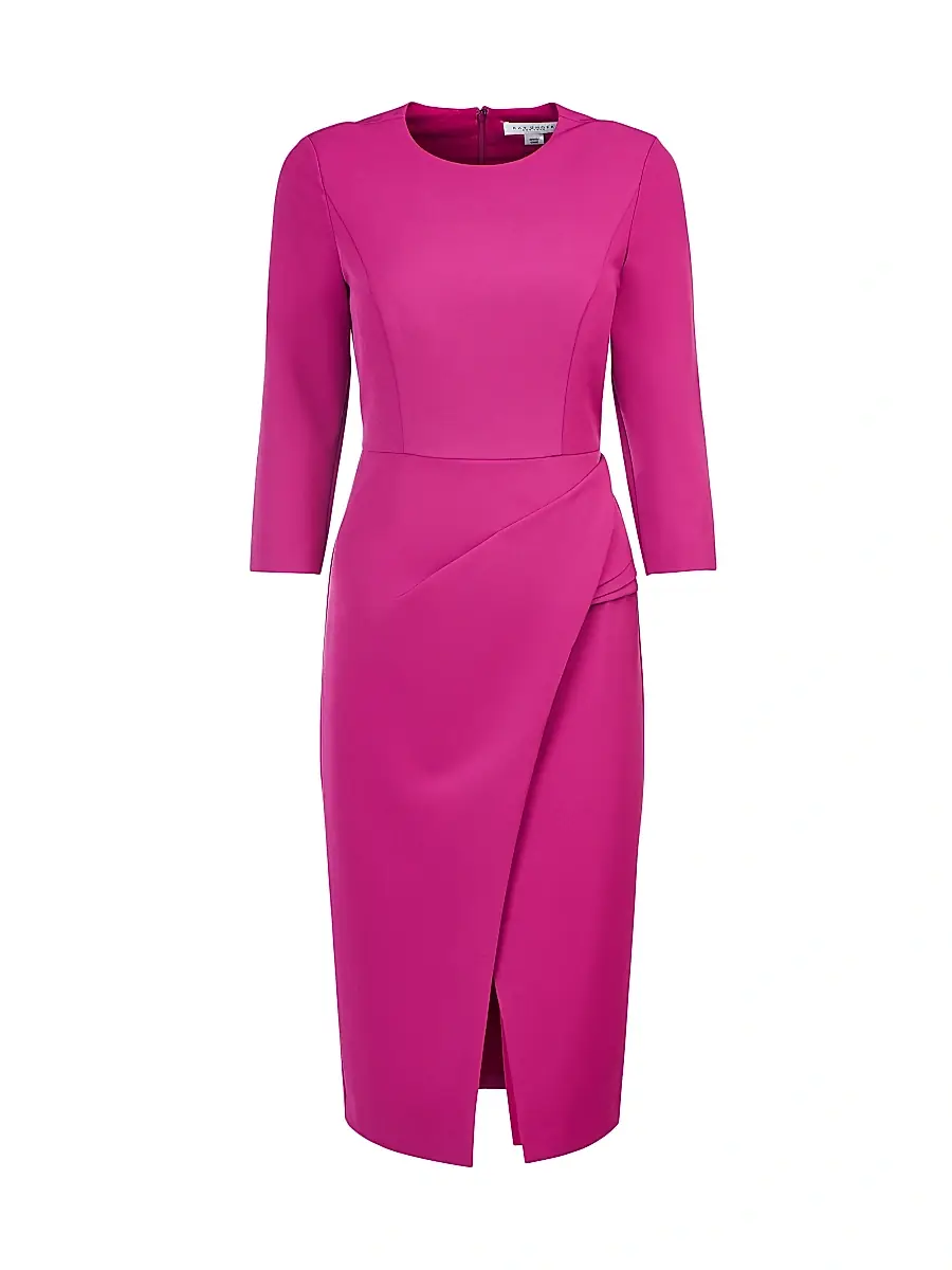 Kay Unger Women's Doreen Draped Midi-Dress - Vivid Berry | Image 1 Kay Unger Women's Doreen Draped Midi-Dress - Vivid Berry | Image 1
