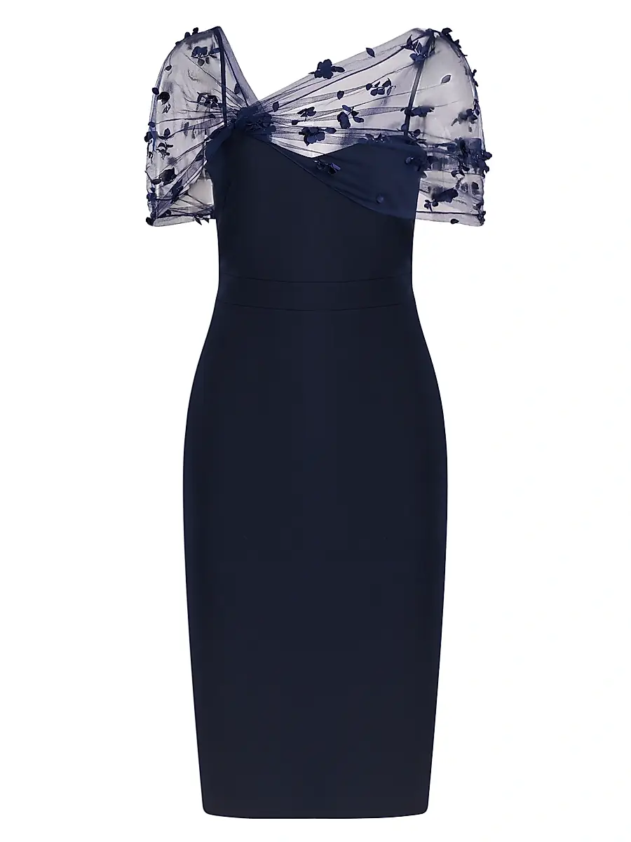 THEIA Women's Gia Beaded Shawl-Embellished Dress