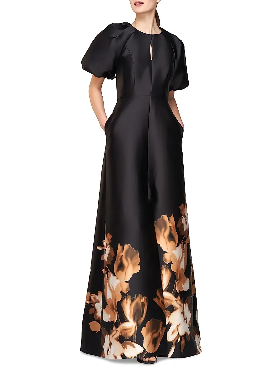 Kay Unger Women's Delfina Puff-Sleeve Gown | Thumbnail 2 Kay Unger Women's Delfina Puff-Sleeve Gown | Thumbnail 2