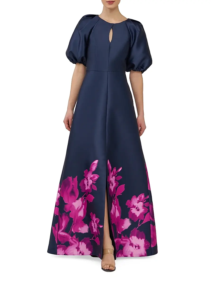 Kay Unger Women's Delfina Puff-Sleeve Gown | Thumbnail 3 Kay Unger Women's Delfina Puff-Sleeve Gown | Thumbnail 3