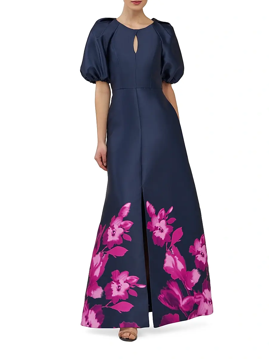 Kay Unger Women's Delfina Puff-Sleeve Gown | Thumbnail 4 Kay Unger Women's Delfina Puff-Sleeve Gown | Thumbnail 4