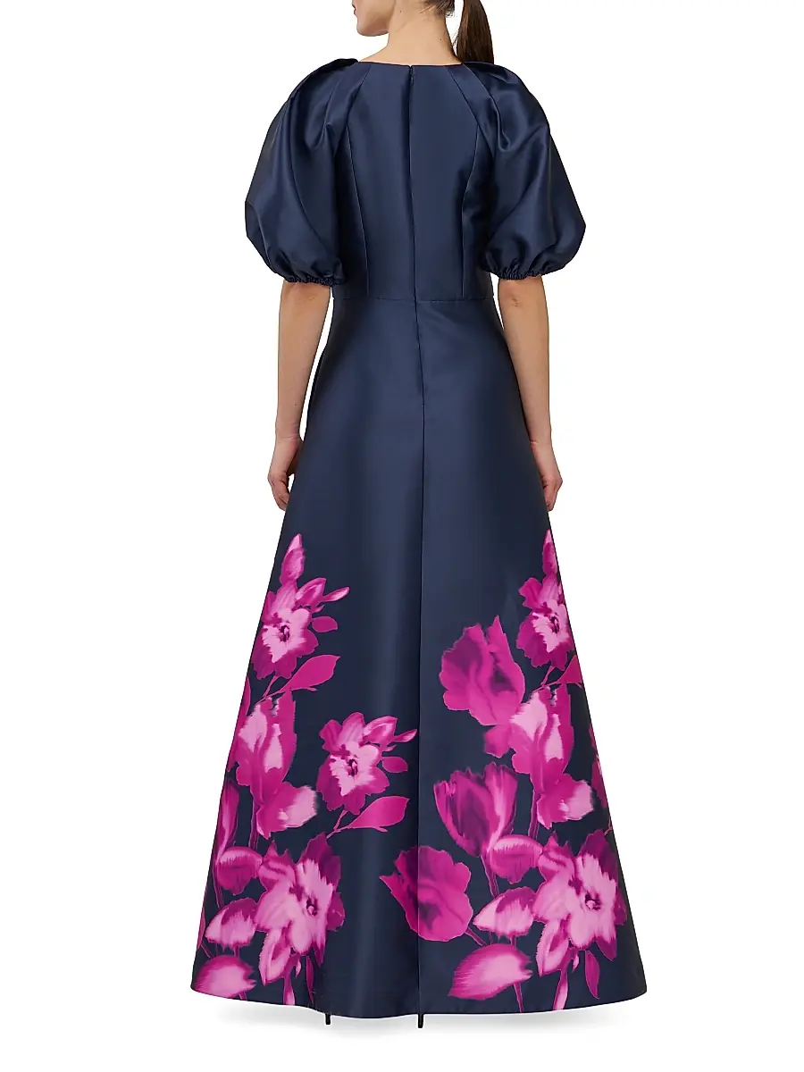 Kay Unger Women's Delfina Puff-Sleeve Gown | Thumbnail 5 Kay Unger Women's Delfina Puff-Sleeve Gown | Thumbnail 5