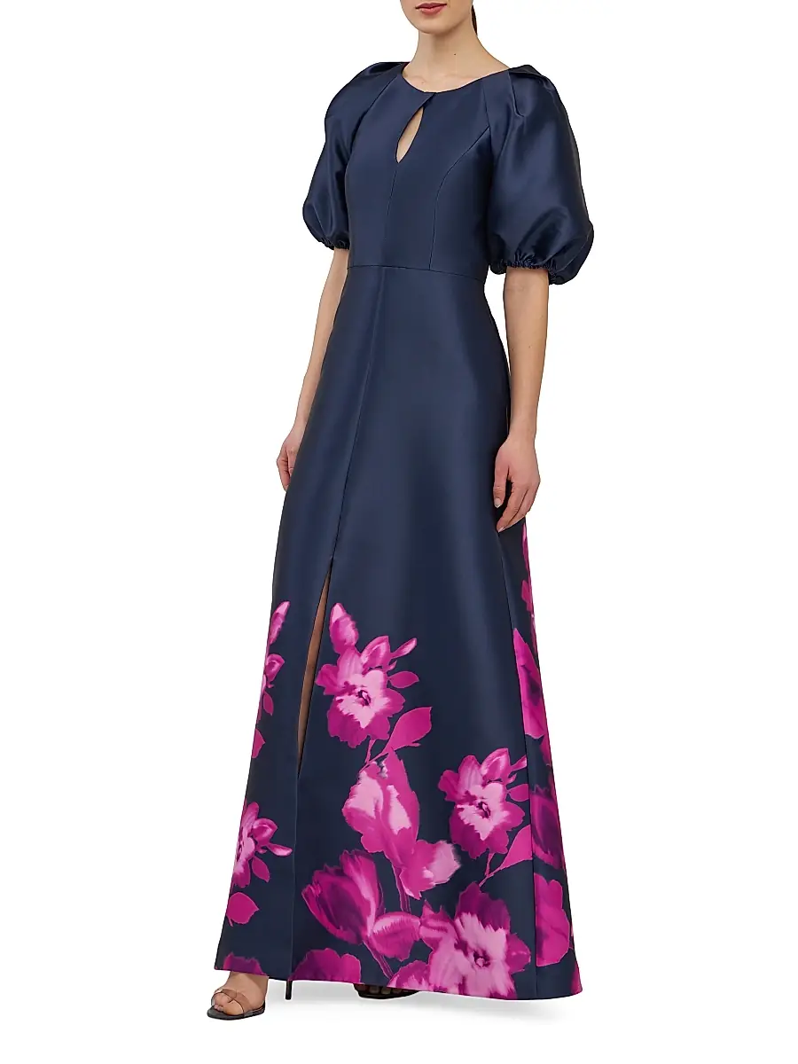 Kay Unger Women's Delfina Puff-Sleeve Gown | Thumbnail 6 Kay Unger Women's Delfina Puff-Sleeve Gown | Thumbnail 6