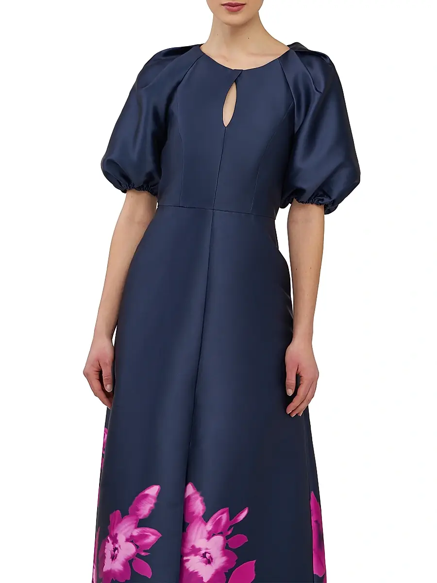 Kay Unger Women's Delfina Puff-Sleeve Gown | Thumbnail 7 Kay Unger Women's Delfina Puff-Sleeve Gown | Thumbnail 7