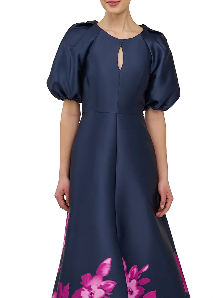 Kay Unger Women's Delfina Puff-Sleeve Gown | Thumbnail 8 Kay Unger Women's Delfina Puff-Sleeve Gown | Thumbnail 8