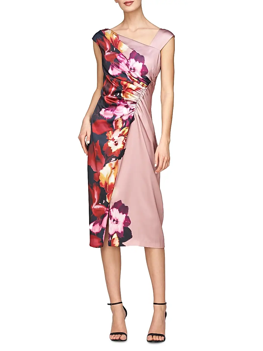Kay Unger Women's Ilssa Asymmetric Midi-Dress | Thumbnail 2