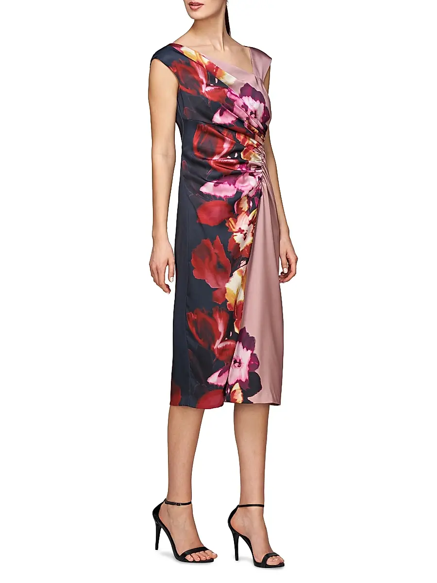 Kay Unger Women's Ilssa Asymmetric Midi-Dress | Thumbnail 4