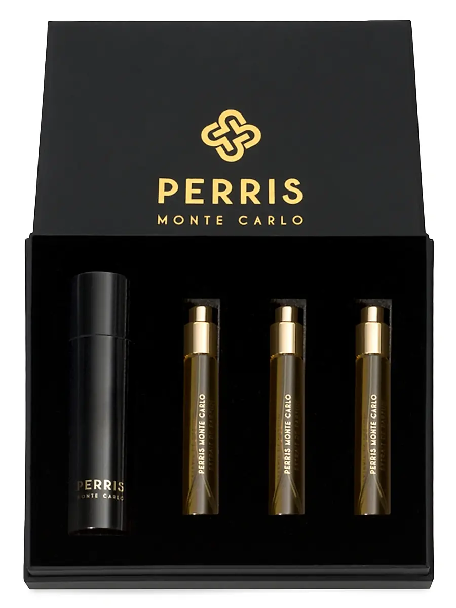 Perris Monte Carlo Santal Du Pacifique Extrait de Parfum 5-Piece Travel Spray Set | Image 1 Perris Monte Carlo Santal Du Pacifique Extrait de Parfum 5-Piece Travel Spray Set | Image 1