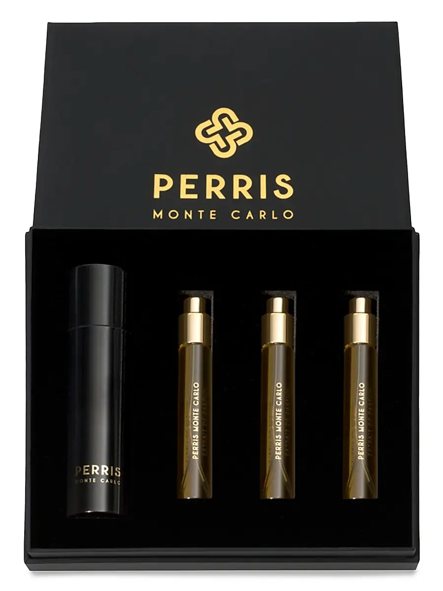 Perris Monte Carlo Cacao Azteque Extrait de Parfum 5-Piece Travel Spray Set | Image 1 Perris Monte Carlo Cacao Azteque Extrait de Parfum 5-Piece Travel Spray Set | Image 1