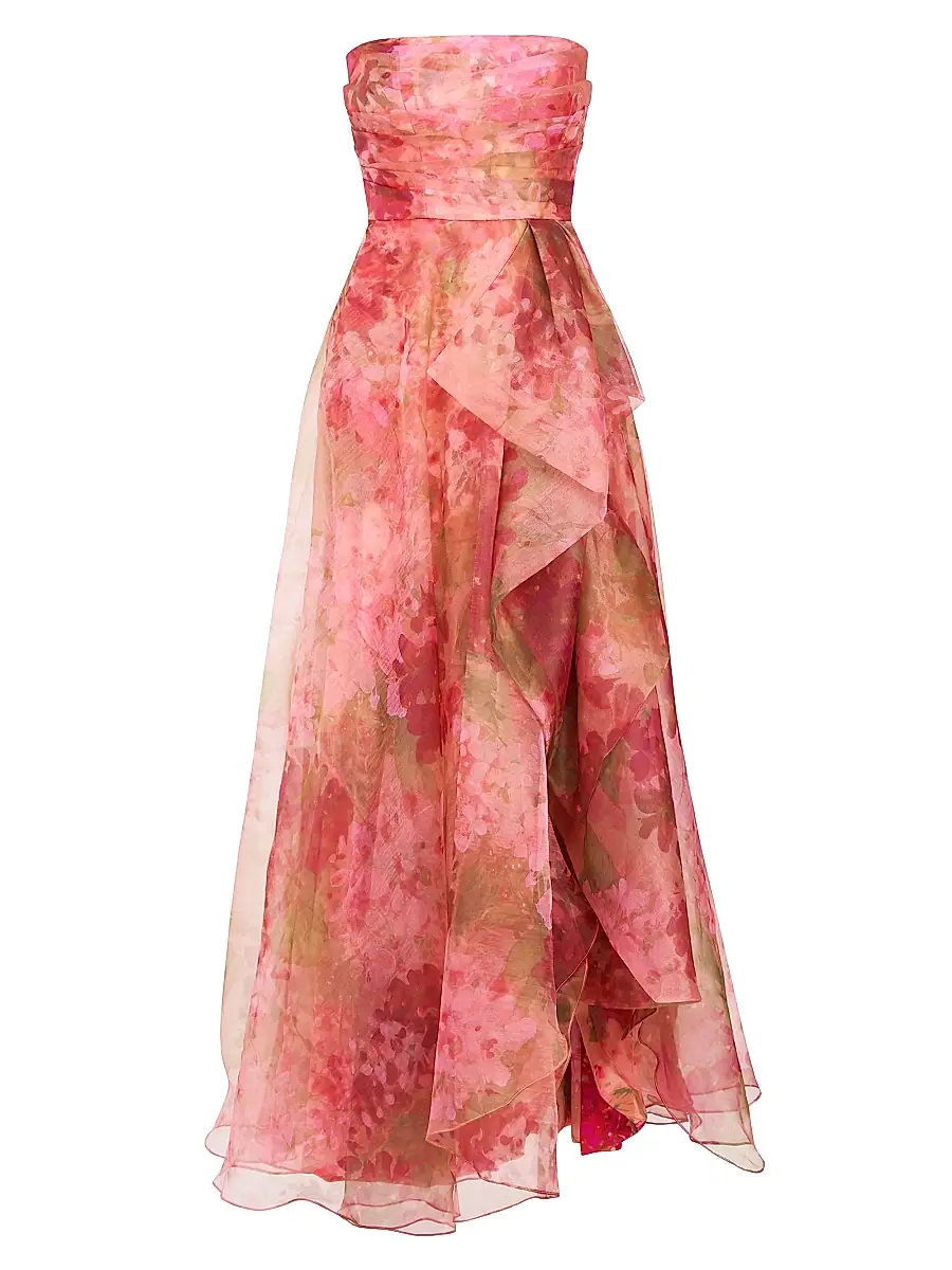 Theia Women's Fahreta Floral Strapless Gown - Printed Wisteria | Image 1 Theia Women's Fahreta Floral Strapless Gown - Printed Wisteria | Image 1