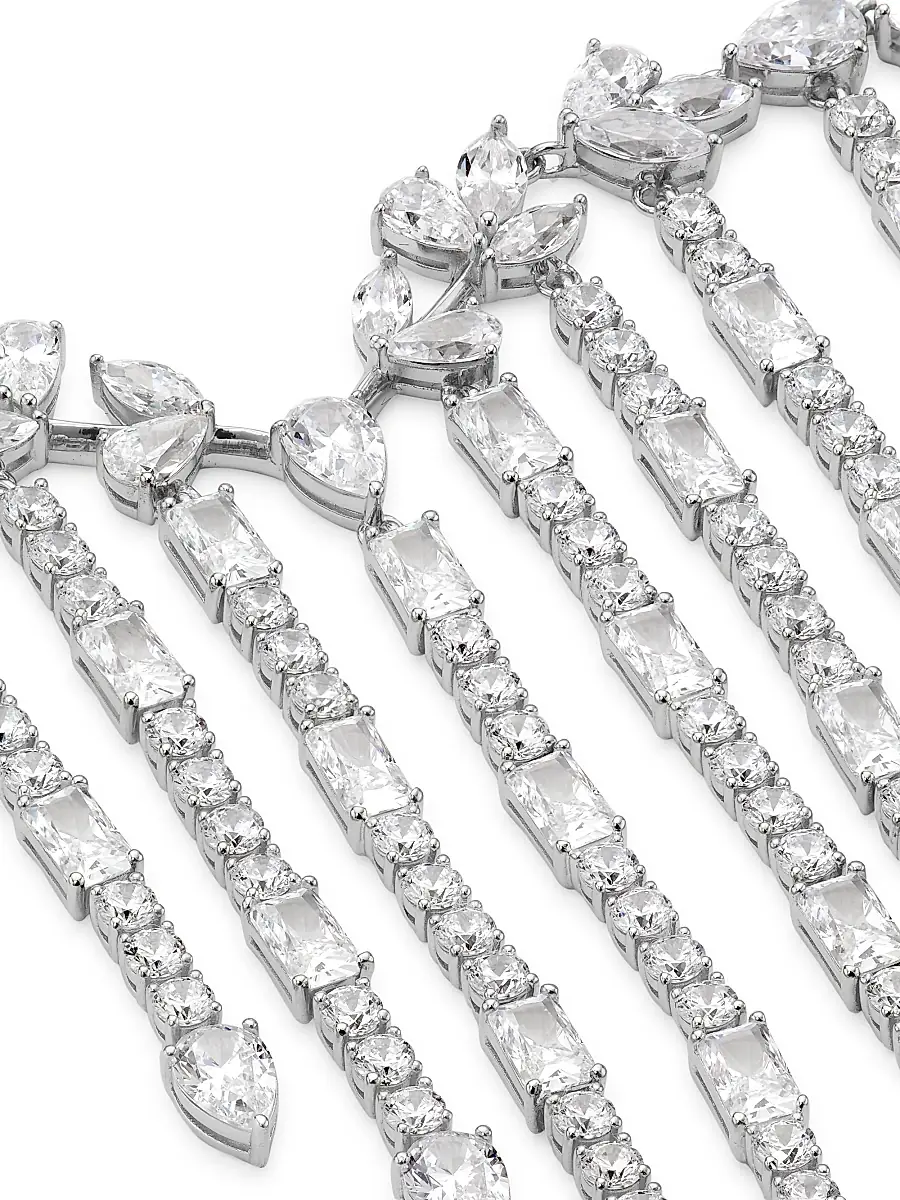 Adriana Orsini Women's Versailles Sterling Silver & Cubic Zirconia Fringe Necklace - Silver | Thumbnail 4 Adriana Orsini Women's Versailles Sterling Silver & Cubic Zirconia Fringe Necklace - Silver | Thumbnail 4