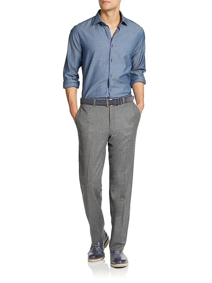 Saks Fifth Avenue Men's COLLECTION Wool Flat-Front Pants | Thumbnail 2