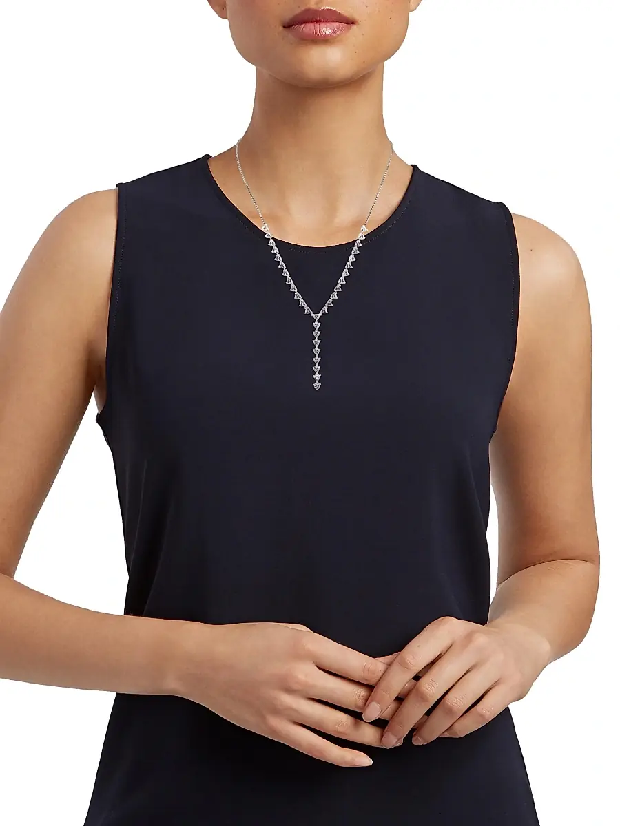 Adriana Orsini Women's Gwen Rhodium-Plated & Cubic Zirconia Y Necklace - Silver | Thumbnail 2