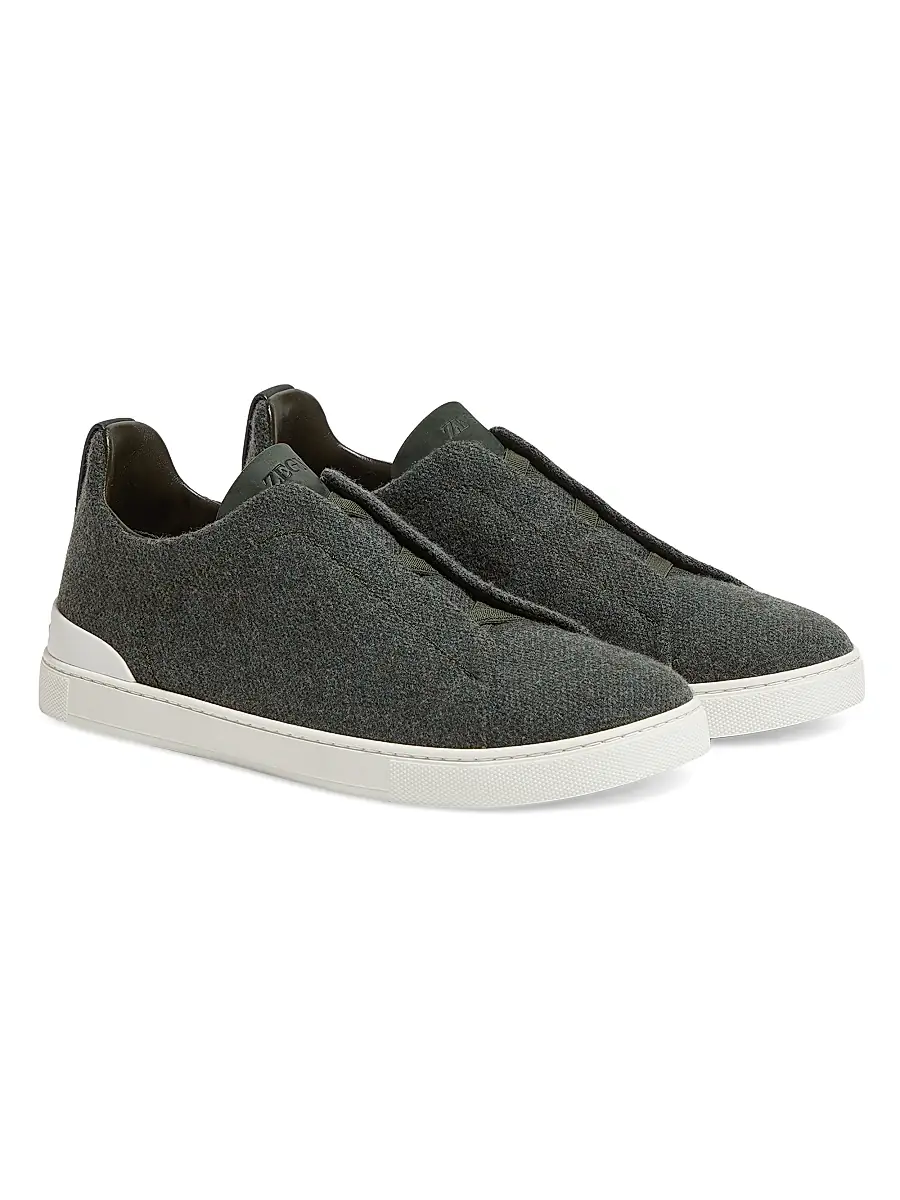 Zegna Men's Oasi Cashmere Triple Stitch Sneakers | Thumbnail 2 Zegna Men's Oasi Cashmere Triple Stitch Sneakers | Thumbnail 2