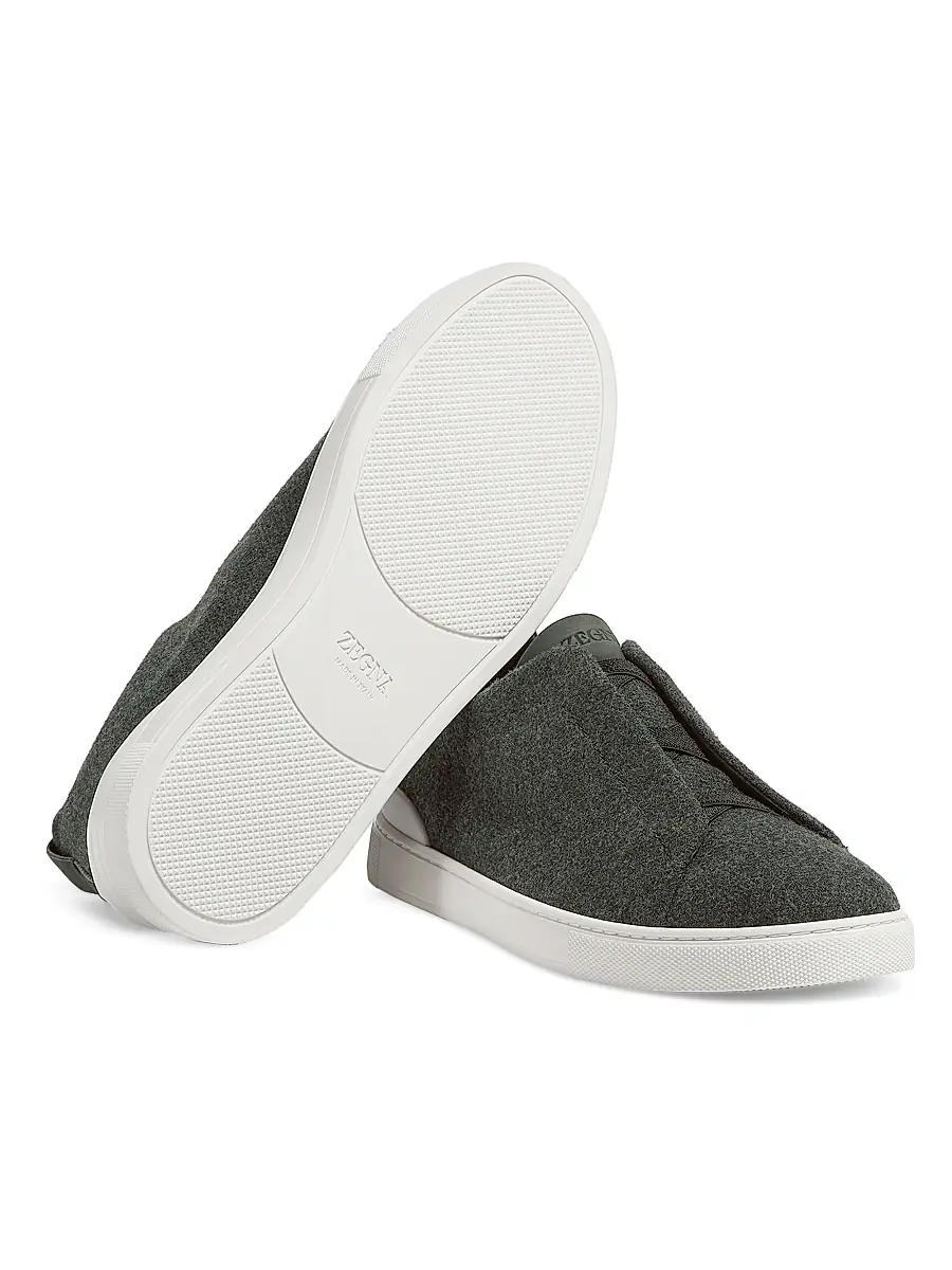 Zegna Men's Oasi Cashmere Triple Stitch Sneakers | Thumbnail 3 Zegna Men's Oasi Cashmere Triple Stitch Sneakers | Thumbnail 3