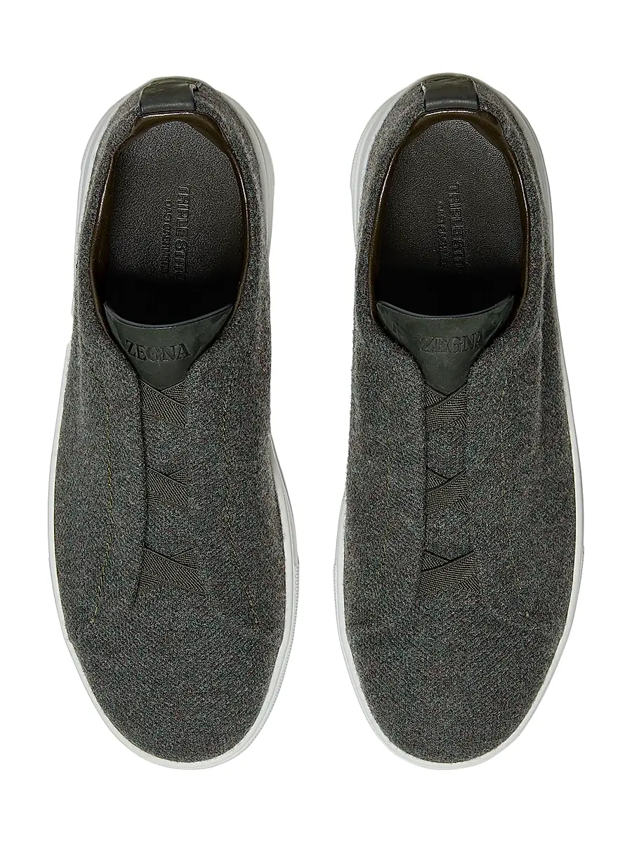 Zegna Men's Oasi Cashmere Triple Stitch Sneakers | Thumbnail 4 Zegna Men's Oasi Cashmere Triple Stitch Sneakers | Thumbnail 4