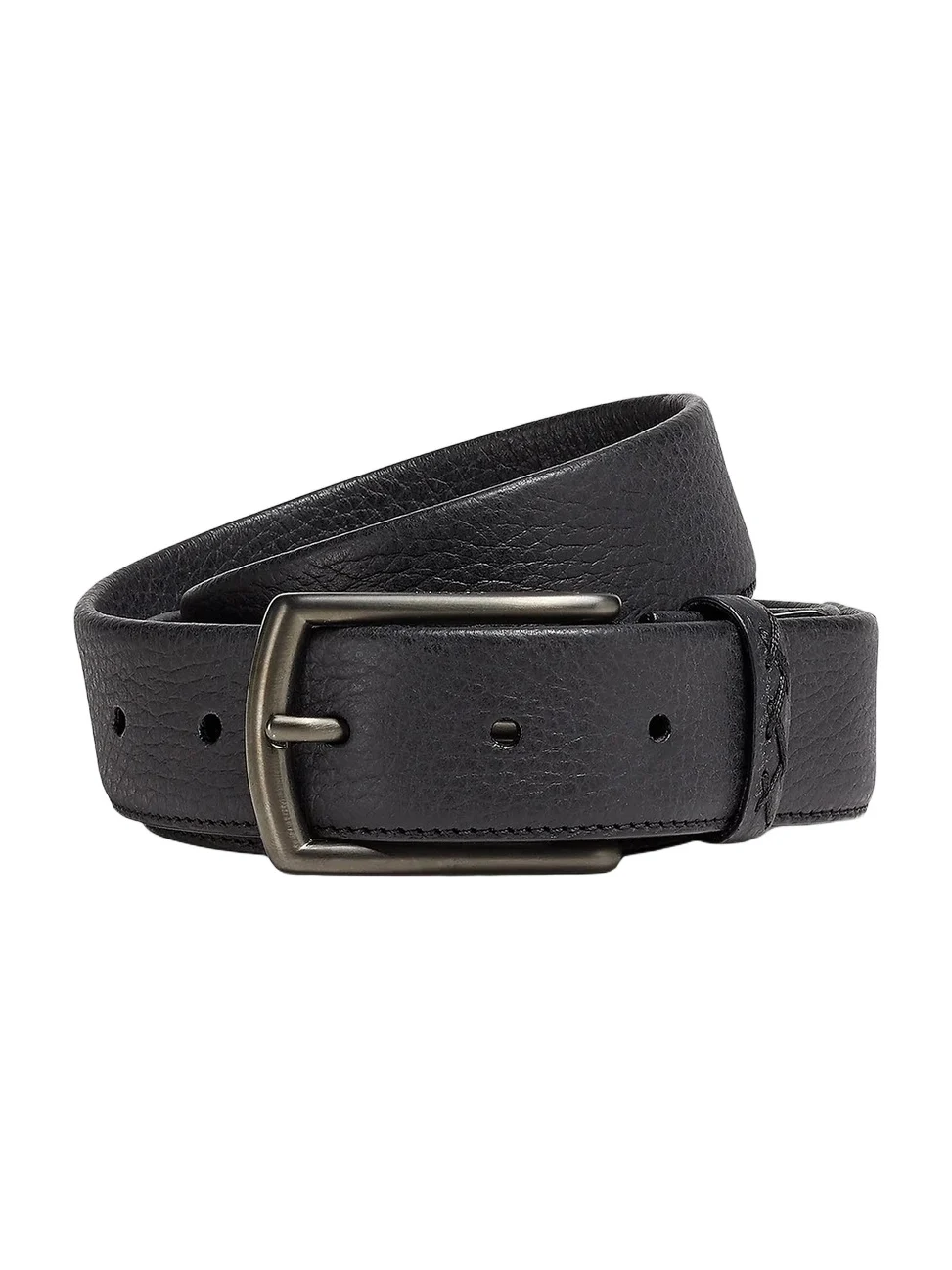 Men's Leather Belt with Triple Stitch Buckle