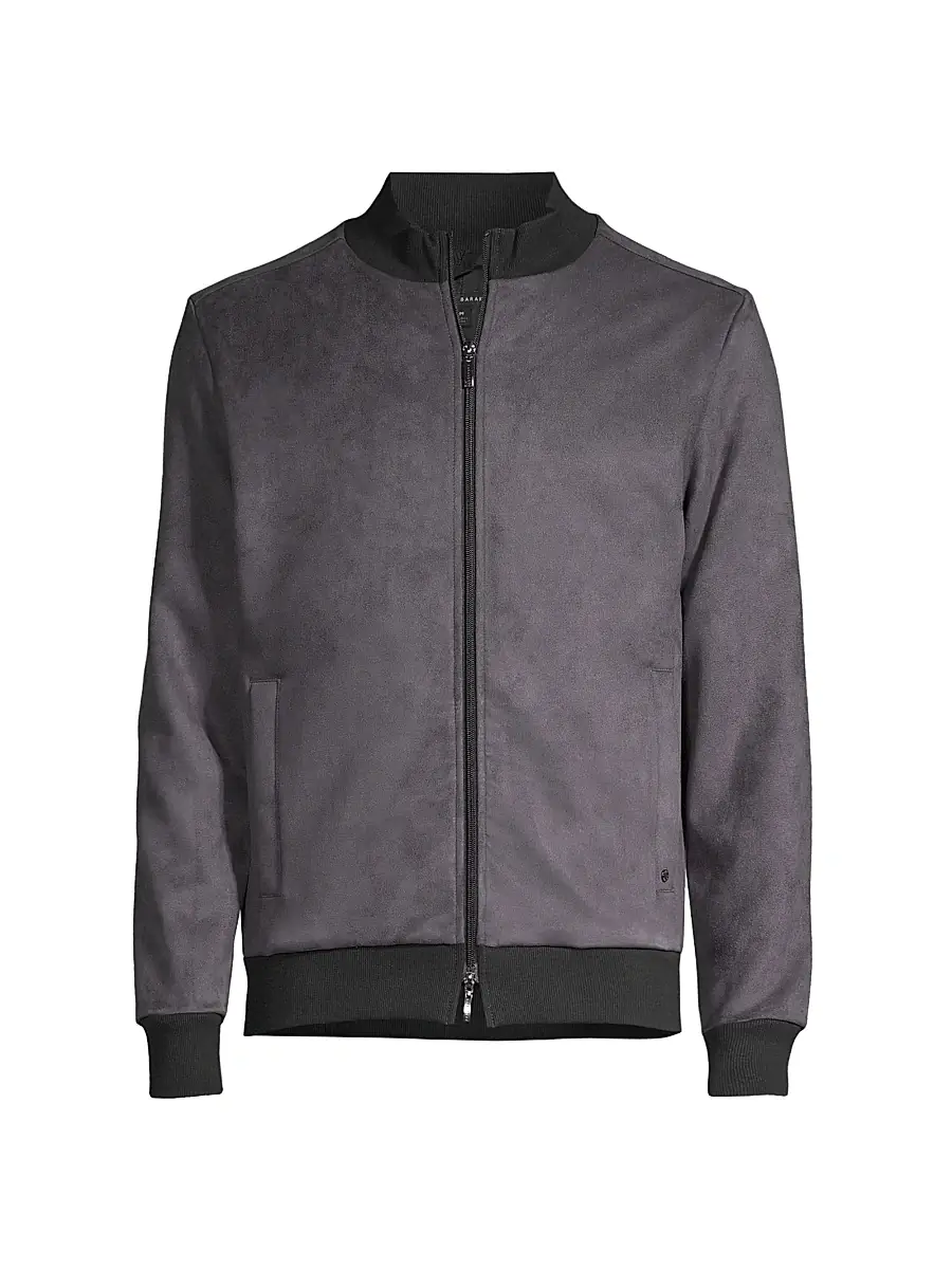 Robert Barakett Men's Lachine Faux Suede Jacket - Black | Image 1 Robert Barakett Men's Lachine Faux Suede Jacket - Black | Image 1